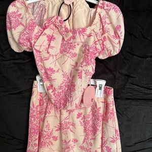 Paisley Lane girls 3 piece linen blend set skirt set, girls size 8